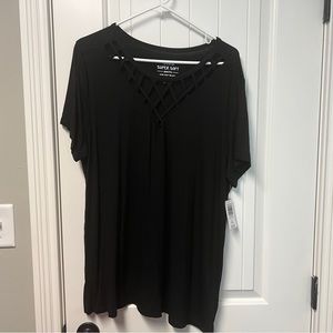 Torrid Super Soft Black Lattice Top